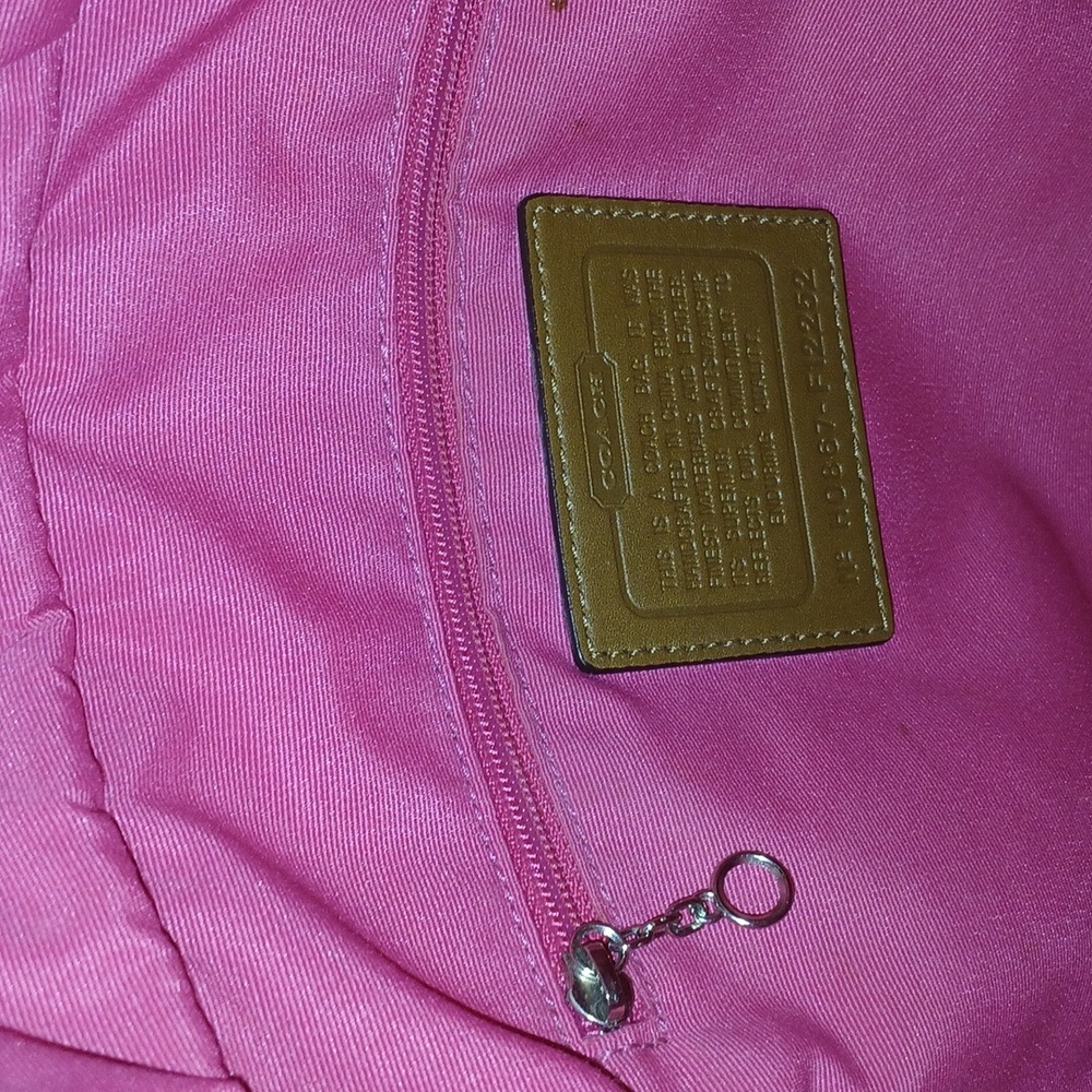 Authentic Coach Signature Brown Classic Logo and Pink Stripe Tote - Picture 10 of 11